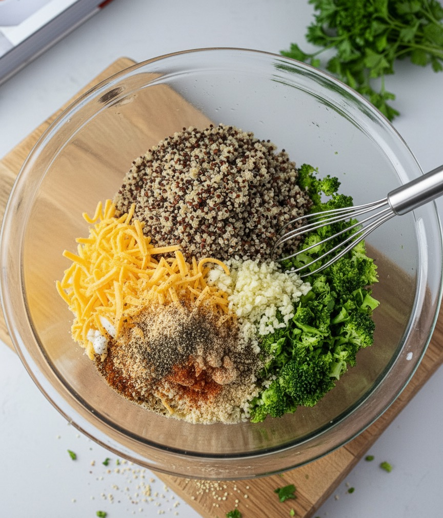 cheesy broccoli quinoa bites